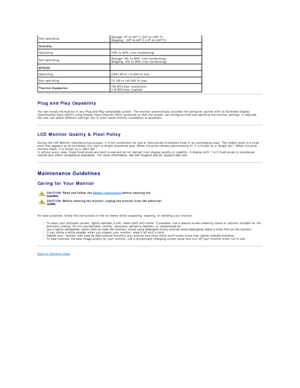 Page 9Plug and Play Capability  
You can install the monitor in any Plug and Play - compatible system. The monitor automatically provides the computer system with its Extended Display 
Identification Data (EDID) using Display Data Channel (DDC) protocols so that the system can configure itself and optimize the monitor settings. If required, 
the user can select different settings, but in most cases monitor installation is automatic.  
LCD Monitor Quality & Pixel Policy  
During the LCD Monitor manufacturing...