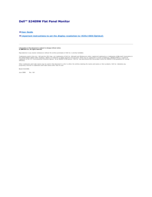 Page 26 
   
   
Information in this document is subject to change without notice.  
 
Reproduction in any manner whatsoever without the written permission of Dell Inc.   is strictly forbidden.  
Trademarks used in this text:  Dell  and the  DELL  logo, are trademarks of Dell Inc;  Microsoft  and  Windows  are either registered trademarks or trademarks of Microsoft Corporation in 
the United States and/or other countries.  Adobe  is a trademark of Adobe Systems Incorporated, which may be registered in certain...