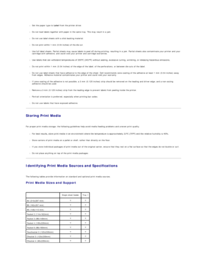 Page 42l Set the paper type to  Label  from the printer driver.   
 
     
l Do not load labels together with paper in the same tray. This may result in a jam.   
 
     
l Do not use label sheets with a slick backing material.   
 
     
l Do not print within 1 mm (0.04 inches) of the die cut.  
 
     
l Use full label sheets. Partial sheets may cause labels to peel off during printing, resulting in a jam. Partial sheets also contaminate your printer and your 
cartridge with adhesive, and could void your...