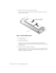 Page 146 Dell Inspiron 7500 — Removing and Replacing Parts
8. Remove the memory module covers (see Figure 6). 
Slide the memor y module cover as far as it will go in the direction of the arrow, 
and then remove the cover.
Figure 6.  Memory Module Covers
To replace a cover, place it over the opening, leaving a small gap along the 
rounded edge, and then slide the cover toward the outside of the computer until 
it snaps into place.
9. Remove the memory modules (see Figure 7).
Carefully spread apart the inner...