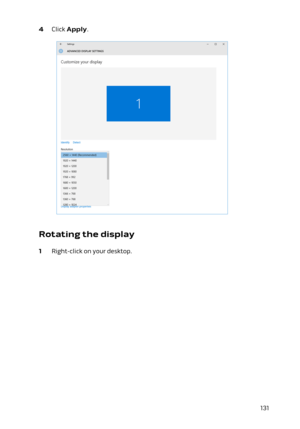 Page 1314 Click Apply.
Rotating the display
1 Right-click on your desktop.
131 