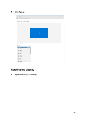 Page 1434ClickApply.
Rotatingthedisplay
1Right-clickonyourdesktop.
143 