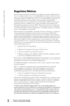 Page 3030Product Information Guide
www.dell.com | support.dell.com
Regulatory Notices
Electromagnetic Interference (EMI) is any signal or emission, radiated in free 
space or conducted along power or signal leads, that endangers the functioning 
of a radio navigation or other safety service or seriously degrades, obstructs, or 
repeatedly interrupts a licensed radio communications service. Radio 
communications services include but are not limited to AM/FM commercial 
broadcast, television, cellular services,...