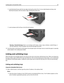 Page 35Load letterhead faceup with the top edge entering the printer first. For two‑sided (duplex) printing, load
letterhead facedown with the bottom edge entering the printer first.
Load envelopes with the flap on the left side facedown.
Warning—Potential Damage: Never use envelopes with stamps, clasps, snaps, windows, coated linings, or
self‑stick adhesives. These envelopes may severely damage the printer.
5From the printer control panel, set the paper size and paper type in the Paper menu to match the paper...