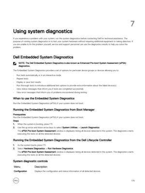 Page 1797
Using system diagnostics
If you experience a problem with your system, run the system diagnostics before contacting Dell for technical assistance. The purpose of running system diagnostics is to test your system hardware without requiring additional equipment or risking data loss. If  you are unable to  