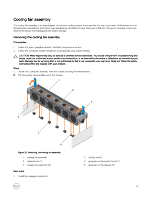 Page 73Cooling fan assembly
The cooling fan assembly is an essential part of a server