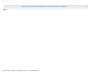 Page 35Documentation
 © 2007 Dell | About Dell | Terms of Sale | Unresolved Issues | Privacy | Contact | Site Map | Visit ID | Feedback
Top
Large Text
sn SAP3
http://support.dell.com/support/edocs/acc/P109356/en/certif.htm (2 of 2\
) [12/10/2007 9:36:22 AM] 