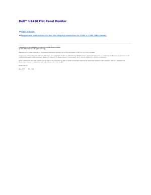 Page 35 
 
 
Information in this document is subject to change without notice.  
2009 -  
Reproduction of these materails in any manner whatsoever without the written permission of Dell Inc.   is strictly forbidden.  
Trademarks used in this text:  Dell , the  DELL  logo, are trademarks of Dell Inc;  Microsoft  and  Windows  either registered trademarks or trademarks of Microsoft Corporation in the 
Adobe  is a trademark of Adobe Systems Incorporated, which may be registered in certain jurisdictions.  
Other...