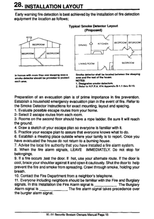 Page 1528.lNsTAL~TloNLAYOUT
Earlywarningfiredetectionisbeefachievedbytheinstallationoffiredetection
equipmentthebcationasfolfows;
Typbl3moke~teotorhyoti
m
BEDROOM
BEDROOM8EDR00M
1.mw.smeM---2.*1wtoN.F.PA974-XB-1.1w=10.
Preparationofanevacuationplanisofprimeimpotianceintireprevention.
Estabflshahouseholdemergencyevacuationplanintheeventoffire.Referto
theSmkeDetectorinstructionsforexactmunflng,layoutandspacing.
1.Evaluatepsaibleescaperoutesfromyourhome.
2-Select2escaperouteefromeachroom....