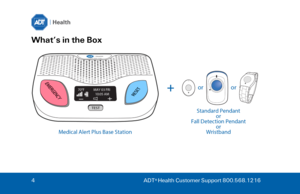 Page 44 
ADT ®
 Health Customer Support 800.568.1216  What’s in the Box
  