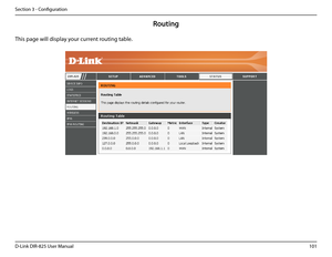 Page 106101D-Link DIR-825 User Manua\f
Section 3 - Confi\buration
Routing
This pa\be wi\f\f disp\fay your current routin\b tab\fe.  