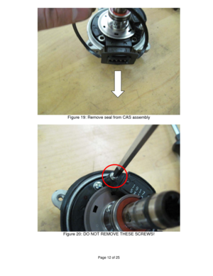 Page 12Page 12 of 25 
 
 
Figure 19: Remove seal from CAS assembly 
 
 
Figure 20: DO NOT REMOVE THESE SCREWS! 
 
  