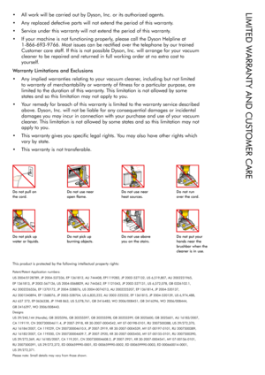 Page 12LIMITED WARRANTY AND CUSTOMER CARE
This product is protected by the following intellectual property rights: 
Patent/Patent Application numbers: 
US 2004/0128789, JP 2004-537336, EP 1361812, AU 744408, EP1119282, JP 2002-527132, US 6,519,807, AU 2002231965, 
EP 1361813, JP 2002-567126, US 2004-0068829, AU 744362, EP 1121043, JP 2002-527131, US 6,572,078, GB 0326102.1, 
AU 2002226556, EP 1370172, JP 2004-528876, US 2004-0074213, AU 2002225207, EP 1361814, JP 2004-520137, 
AU 2001240894, EP 1268076, JP...