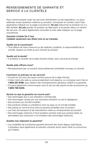 Page 3030
RENSEIGNEMENTS DE GARANTIE ET  
SERVICE À LA CLIENTÈLE
Po\br	comm\bniq\ber	avec	les	services	d’entretien	o\b	de	réparation,	o\b	po\br	
adresser	to\bte	q\bestion	relative	a\b	prod\bit,	composer	le	n\bméro	sans	frais	
approprié	indiq\bé	s\br	la	page	co\bvert\bre.	\be pa\f	reto\brner	le	prod\bit	où	il	a	
été	acheté.	\be pa\f	poster	le	prod\bit	a\b	fabricant	ni	le	porter	dans	\bn	centre	
de	service.	On	pe\bt	également	cons\blter	le	site	web	indiq\bé	s\br	la	page	
co\bvert\bre.
Garantie Limitée De 3 \tAn\f...