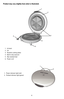 Page 44
Product may vary slightly from what is illustrated. 
1. Lid latch 
2. Lid
3. Nonstick cooking plates
4. Built-in drip reservoir
5. Slip-resistant feet 
6. Power cord
2
1
1. Power indicator light (red)
2. Preheat indicator light (green)
4
3
2
6
1
5 