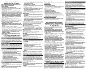 Page 1Please Read and Save this Use and Care Book. 
IMPORTANT SAFEGUARDSWhen using electrical appliances, basic safety precautions should always be followed, including the following:
•	Read all instructions.
•	Do not touch hot surfaces. Use handles or knobs.
•	To protect against electrical shock do not immerse cord, plugs or appliance in water or other liquid.
•	Close supervision is necessary when any appliance is used by  or near children.
•	Unplug from outlet when not in use and before cleaning. Allow to...