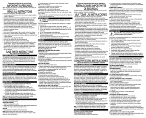 Page 1Please Read and Save this Use and Care Book. 
IMPORTANT SAFEGUARDSWhen using electrical appliances, basic safety precautions should always be followed, including the following:
READ ALL INSTRUCTIONS•	Do not touch hot surfaces. Use handles or knobs.•	To protect against electrical shock do not immerse cord, plugs or appliance in water or other liquid.•	Close supervision is necessary when any appliance is used by or near children.•	Unplug from outlet when not in use and before cleaning. Allow to cool before...