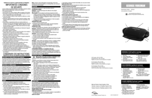 Page 2Veuillez lire et conserver ce guide d’entretien et d’utilisation.
IMPORTANTES CONSIGNES  
DE SÉCURITÉ.Lorsqu’on utilise des appareils électriques, il faut toujours respecter certaines règles de sécurité fondamentales, notamment les suivantes :•	Lire toutes les directives.•	Ne pas toucher aux surfaces chaudes; utiliser les poignées et les boutons.•	Afin d’éviter les risques de choc électrique, ne pas immerger le cordon, la fiche ou l’appareil dans l’eau ou tout autre liquide.•	Exercer une étroite...