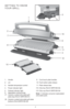 Page 33
1. Handle
2. Lid
3. Variable temperature control
4.  Power indicator light
5.  Preheat indicator light  
6.  Adjustable cooking hinge  
†7.  Ceramic-coated removable grill   
  plate (top) (Part # GRP3180-01)
†8.  Ceramic-coated removable grill plate   
  (bottom) (Part #GRP3180-02)  9. 
Cool-touch plate handles
 10.   Push-button plate release
 11.   Plate release tabs
†12. Drip tray (Part # GRP3180-03)
†13. Drip cup (Part # GRP3180-04)
Note: † indicates consumer replaceable/
removable parts
1
6
8 7...