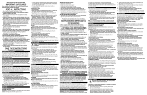 Page 1Please Read and Save this Use and Care Book. 
IMPORTANT SAFEGUARDSWhen using electrical appliances, basic safety precautions should always be followed, including the following:
READ ALL INSTRUCTIONS.•	Do not touch hot surfaces. Use handles or knobs.
•	To protect against electrical shock do not immerse cord, plugs or appliance in water or other liquid.
•	Close supervision is necessary when any appliance is used by  or near children.
•	Unplug from outlet when not in use and before cleaning. Allow to cool...