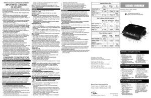 Page 2Veuillez lire et conserver ce guide d’entretien et d’utilisation.
IMPORTANTES CONSIGNES  
DE SÉCURITÉ.Lorsqu’on utilise des appareils électriques, il faut toujours respecter certaines règles de sécurité fondamentales, notamment les suivantes :
•	Lire toutes les directives.
•	Ne pas toucher aux surfaces chaudes; utiliser les poignées et les boutons.
•	Afin d’éviter les risques de choc électrique, ne pas immerger le cordon, la fiche ou l’appareil dans l’eau ou tout autre liquide.
•	Exercer une étroite...