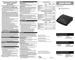 Page 2Veuillez lire et conserver ce guide d’entretien et d’utilisation.
IMPORTANTES CONSIGNES  
DE SÉCURITÉ.Lorsqu’on utilise des appareils électriques, il faut toujours respecter certaines règles de sécurité fondamentales, notamment les suivantes :
LIRE TOUTES LES DIRECTIVES.•	Ne pas toucher aux surfaces chaudes; utiliser les poignées et les boutons.•	Afin d’éviter les risques de choc électrique, ne pas immerger le cordon, la fiche ou l’appareil dans l’eau ou tout autre liquide.•	Exercer une étroite...
