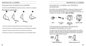 Page 44ÉcHAngE DEs couvERclEs Du BoîtiER  
Le boîtier de votre HD HERO2 a deux types de couvercles, un étanche et un squelette. 
pour changer le couvercle arrière : 
1. Ouvrez le couvercle arrière du boîtier de sorte qu’il pende vers le bas. 
2.  Tirez vers le bas sur le couvercle arrière jusqu’à ce qu’il se détache de la charnière.
3. Alignez le nouveau couvercle arrière avec l’ouverture de la charnière.
4. Poussez vers le haut sur le couvercle arrière jusqu’à ce qu’il s’emboîte en place.
FiXA tion DE  lA...