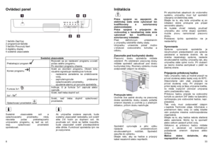 Page 8Ovládací panel  
 
 
 
 
 
 
 
 
 
 
1 tlačidlo Zap/Vyp 
2 programové tlačidlá 
3 tlačidlo Posunutý štart 
4 digitálny displej 
5 svetelné ukazovatele 
 
 
 
 
 
 
 
 
 
 
 
 
 
 
 
 
 
 
 
 
 
 
 
Svetelné ukazovatele soli a 
oplachovacieho prostriedku nikdy 
nesvietia počas prebiehajúceho 
umývacieho programu, aj keď sa soľ, 
resp. oplachovací prostriedok 
spotrebovali. 
 
 
 
  8 
  
 
 
 
 
 
 
 
 
 
 
 
 
 
 
 
 
 
 
 
 
 
 
 
 
 
 
 
 
 
 
 
 
 
 
 
 
 
 
Ak umývačka zostane zapnutá, bude 
svetelný...