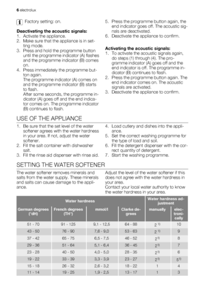 Page 6Factory setting: on.
Deactivating the acoustic signals:
1. Activate the appliance.
2. Make sure that the appliance is in set-
ting mode.
3. Press and hold the programme button
until the programme indicator (A) flashes
and the programme indicator (B) comes
on.
4. Press immediately the programme but-
ton again.
The programme indicator (A) comes on
and the programme indicator (B) starts
to flash.
After some seconds, the programme in-
dicator (A) goes off and the end indica-
tor comes on. The programme...