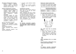 Page 17Prerušenie prebiehajúceho programu 
- Otvorte dvierka umývačky. 
Prebiehajúci program sa zastaví. Po 
zatvorení dvierok bude program 
pokra čova ť tam, kde prestal.  
 
Zrušenie prebiehajúceho programu 
- Naraz stla čte dve programové tlačidlá 
označ ené nápisom Cancel  na 
ovládacom paneli a podržte ich 
stlačené dovtedy, kým sa nerozsvietia 
všetky programové svetelné 
ukazovatele.  
-  Prebiehajúci program ste zrušili.  Teraz môžete nastavi ť nový umývací 
program, alebo môžete umýva čku 
vypnú ť. Ak...