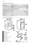 Page 4TECHNICAL INFORMATION
DimensionsWidth / Height / Depth600 / 850 / 480 mm
Electrical connection:Voltage
Overall power
Fuse
Frequency220-240 V
2100 W
10 A
50 Hz
Level of protection against ingress of solid particles and moisture
ensured by the protective cover, except where the low voltage
equipment has no protection against moistureIPX4
Water supply pressureMinimum0,5 bar (0,05 MPa)
Maximum10 bar (1 MPa)
Water supply 1) Cold water
Maximum loadCotton7 kg
Spin speedMaximum1000 rpm
1) Connect the water inlet...