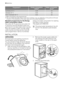 Page 22Programme1)Energy consumption
(KWh)2)Water consumption
(litre)2)
Synthetics 40 °C0.4844
Delicates 40 °C0.5558
Wool/ Handwash 30 °C0.2552
1) Refer to the display for the programme time.
2) The consumption information shown in this chart is indicative. It can vary depending on the quantity and the type
of laundry, on the temperature of the water supply and on the ambient temperature.
Standard programmes for the Energy
Label consumption values
The cotton 60 °C economy and cotton 40
°C economy are the...