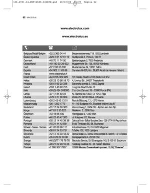 Page 3362electrolux

www.electrolux.com
www.electrolux.es
126.2931.14…EWF12680-14680W.qxd  28/10/08  13:39  Página 62
 