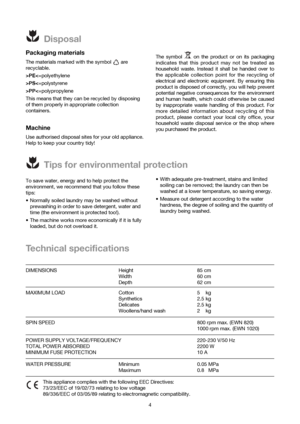Page 44
Disposal
Tips for environmental protection
Packaging materials
The materials marked with the symbol  are
recyclable.
>PEPSPP