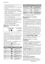 Page 12•
press the Up  or Down  button to lo-
cate the washing guide
•
press the button 6  to enter into the wash-
ing guide
•
by pressing the Up 
 or Down  but-
ton you can move through the different
guides ( Temperature Guide , Spin Speed
Guide , Demo Mode ...)
• press the button 6 to enter into the selec-
ted guide and by pressing the Up 
 or
Down 
 you can read all the explana-
tions of the selected one
• to consult another guide you must return
to the washing guide menu selecting the
«Back» 
 symbol and...