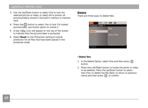 Page 5148
AgfaPhoto PRECISA 1430AgfaPhoto PRECISA 1430AgfaPhoto PRECISA 1430AgfaPhoto PRECISA 1430
3. Use the Up/Down button to select One to lock the 
selected pcture or vdeo, or select All to protect all 
pctures/vdeos stored  n the bult-n memory or memory 
card. 
4.

  Press the 
 button to select Yes to lock. For locked 
pcture/vdeo, use Unlock opton to unlock t.  
5.  A key ( 
 ) con wll appear on the top of the screen 
to ndcate...