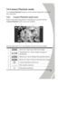 Page 45 
 353.4 Camera Playback mode 
Use Camera Playback mode to review all the image files stored in 
the camcorder. 
3.4.1 Camera Playback mode icons 
Refer to the following picture to familiarize yourself with the 
Camera Playback mode icons and symbols.  52 41 3 6 7  
See the table below for a description of each icon and symbol. 
1  Next icon. Tap to go to the next image. 2  Thumbnail icon. Tap to display images in 
thumbnail. 3  Menu icon. Tap to display the playback menu. 4  Back icon. Tap to return to...