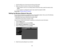 Page 45

1.
Click theAirPort icononthe menu baratthe topofthe screen.
 2.
Make sureAirPort isturned on,then doone ofthe following:
 •
Ifyour projector isset uponanexisting network (Advanced mode),selectthenetwork name
 (SSID).

•
Ifyour projector isconfigured forQuick mode, selecttheprojectors SSID.
 Parent
topic:Wireless NetworkProjection
 Setting
UpWireless NetworkSecurity
 You
cansetupsecurity foryour projector touse onthe wireless network. Setupone ofthe following
 security
optionstomatch thesettings...