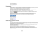 Page 161

For
Canadian Users
 CAN
ICES-3(B)/NMB-3(B)
 Parent
topic:Notices
 Trademarks

EPSON
®
, EasyMP ®
, Instant Off®
, PowerLite ®
, and Quick Corner ®
are registered trademarks, andEPSON
 Exceed
YourVision isaregistered logomarkofSeiko Epson Corporation.
 Accolade
®
and PrivateLine ®
are registered trademarks; DuetTM
and SizeWise TM
are trademarks; and
 Epson
StoreSM
and Extra CareSM
are service marksofEpson America, Inc.
 Mac
andOSXare trademarks ofApple Inc.,registered inthe U.S. andother countries....