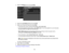 Page 84

84
2.
Select theSettings menuandpress Enter.
 3.
Select theLock Setting settingandpress Enter.
 4.
Select oneofthese locktypes andpress Enter:
 •
To lock thezoom, focus,andlens shiftsettings, selectLensLock.
 •
To lock theprojectors powerbutton, selectChildLock.To turn theprojector on,you must press
 the
power button forlonger thanthree seconds.
 Note:
ChildLockdoesnotprevent theprojector fromturning onwhen thepower cordis
 connected
ifthe Direct Power OnSetting isset toOn .
 •
To lock allbuttons,...