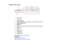 Page 17

17
Projector
Parts-Rear
 1
 Security
slot
 2
 AC
input port
 3
 Remote
receiver
 4
 Opt.HDMI
(300mA)port(USB power foroptical HDMIconnections)
 5
 HDMI1
(HDCP 2.2)port
 6
 HDMI2
port
 7
 USB
port(foroptional wireless LANmodule andfirmware updates)
 8
 Service
port
 9
 LAN
port
 10
 PC
port (VGA)
 11
 RS-232C
port
 12
 Trigger
Outport
 Parent
topic:Projector PartLocations
 Related
tasks
 Installing
aSecurity Cable
 Attaching
andRemoving theCable Clips  