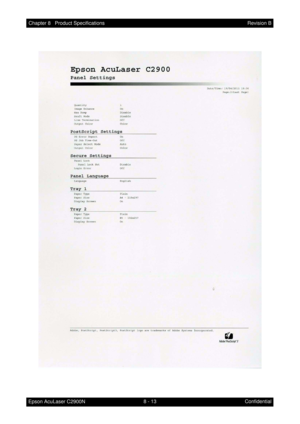 Page 6748 - 13 Chapter 8   Product Specifications
Epson AcuLaser C2900NRevision B
Confidential 