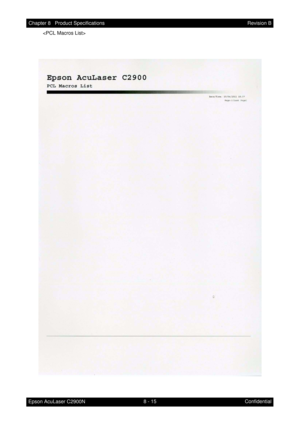 Page 6768 - 15 Chapter 8   Product Specifications
Epson AcuLaser C2900NRevision B
Confidential  