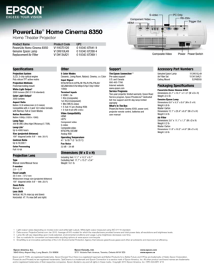 Page 4Epson and E-TORL are registered trademarks, Epson Exceed Your Vision is a registered logomark and Better Products for a Better Future and C2Fine are trademarks of Seiko Epson Corporation. 
PowerLite and PrivateLine are registered trademarks, OptiCinema is a trademark and Epson Connection is a servi\
ce mark of Epson America, Inc. All other product and brand names are trademarks 
and/or registered trademarks of their respective companies. Epson disclaims any and all rights in these marks. \
Copyright 2010...