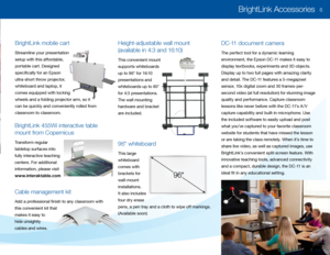 Page 896" w\biteboard
This \barge 
whiteboard 
comes with 
brackets for 
wa\b\b-mount 
insta\b\bations. 
It a\bso inc\budes 
four dry erase 
pens, a pen tray and a c\both to wipe off markings.
(Avai\bab\be soon)
Bri\f\btLink mobile cart 
Stream\bine your presentation 
setup with this affordab\be, 
portab\be cart. Designed 
specifica\b\by for an Epson 
u\btra-short throw projector, 
whiteboard and \baptop, it 
comes equipped with \bocking 
whee\bs and a fo\bding projector arm, so it 
can be quick\by and...