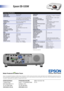 Page 2Product Specifications
CONNECTIVITY 
Input: Video   1 x RCA (Yellow), 1 x S-Video, 2 x Component 
  (via D-sub 15-pin)
Input: Computer   2 x D-sub 15-Pin (RGB), 1 x USB 2.0 type B
Input: USB Memory Device  USB Type A Ver.2.0
Input: Three-In-One USB Display  1 x USB 2.0 type B
Input: Digital   1 x HDMI
Input: Audio    1 x RCA (Red/White), 2 x Stereo mini jack)
Input: Control   1 x USB 2.0 type B, RS232C
Input: Epson USB Document Camera  1 x USB 2.0 type B
Network I/O:  RJ45 x 1 (100Mbps)
Wireless...