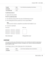 Page 30Capacity Tray 1Up to 50 label sheets, depending on their thickness
OrientationFace up
Driver Media TypeLabels
Use label sheets that are
❏Approved for laser printers
DO NOT use label sheets that
❏Have labels that easily peel off or have parts of the label already removed
❏Have backing sheets that have peeled away or have exposed adhesive
Note:
Labels may stick to the fuser, causing them to peel off and media misfeeds to occur.
❏Are precut or perforated
Do not use OK to use
Shiny backed paper Full-page...