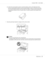 Page 61❏Position the removed photoconductor unit horizontally as shown in the illustration below.
Be sure to keep the photoconductor unit horizontal and place it where it will not become dirty.
Do not leave the photoconductor unit removed for more than 15 minutes, and do not place the
removed photoconductor unit in a location where it would be exposed to direct light (such as
sunlight).
7. Clean the print head window by wiping it with a soft, dry cloth.
c
Caution:
The area around the fuser unit is extremely...