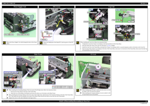 Page 24L200/L201/L100/L101Revision ADisassembly/Assembly Details of Disassembling/Reassembling by Parts/Unit24
Confidential
Power Supply Unit
Route the Power Supply Unit cable through the hole of the Frame 
Base.
Power Supply Unit
Power Supply Unit 
Hole
Power Supply Unit Cable
FFC Cover
Insert the folded part of the Head FFC into the groove of the FFC 
Cover.
FFC Cover
Head FFC
Groove
FFC Cover
Groove
Head FFC
Cap Unit
When installing the Cap Unit, follow the instruction below.
1. Temporarily secure the...