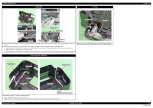 Page 32L200/L201/L100/L101Revision ADisassembly/AssemblyRouting FFCs/cables32
Confidential
Head FFC
„When installing the Head FFC to the Carriage, route the Head FFC through the rib (x1) on the rear of the Carriage, and connect the Head FFC to the CR 
Encoder.
„When installing the Head FFC to the Main Frame, route the Head FFC in the procedure below and connect it to the Main Board.
1. Align the fold line of the Head FFC with the rib (x1) of the Holder FFC, and route the FFC through the Holder FFC as shown in...